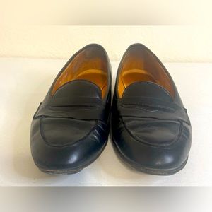 Ralph Lauren black leather penny loafer shoes size 7, slide on vintage. RLZ3504